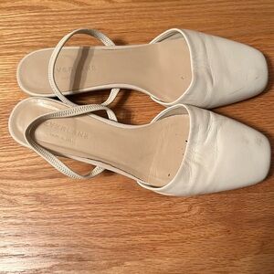 Everlane white kitten heels. Square toe